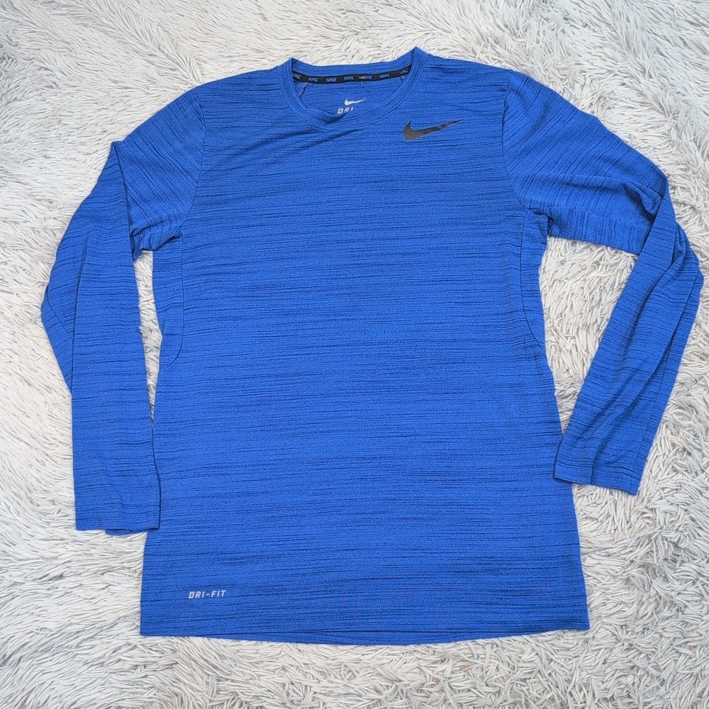 Nike Shirt Mens S Blue Dri-Fit Tee Swoosh Athletic Comfort Casual Streetwear